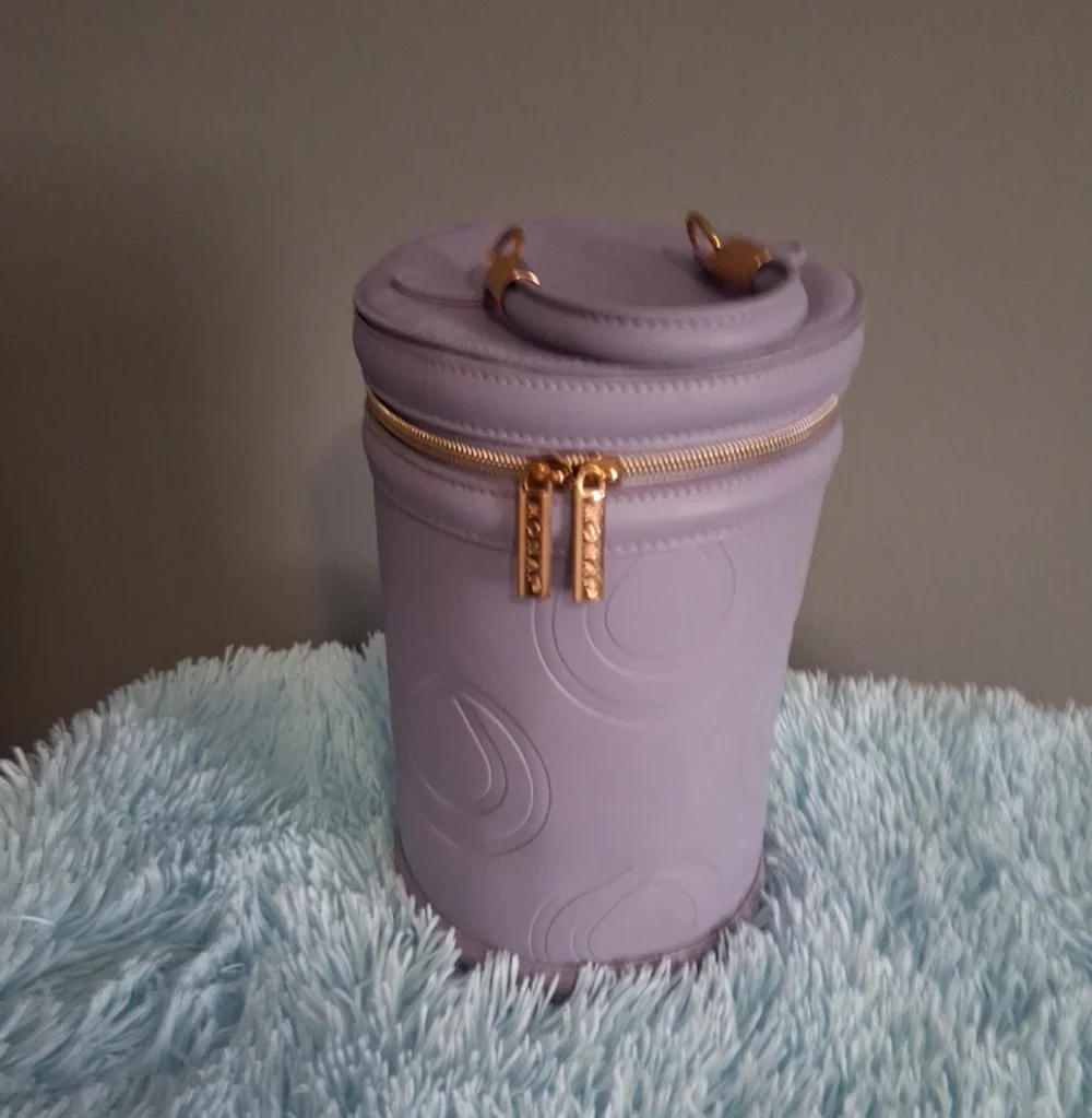 Monat Chic Lavender Cosmetic Case Travel Bag Gold Zipper